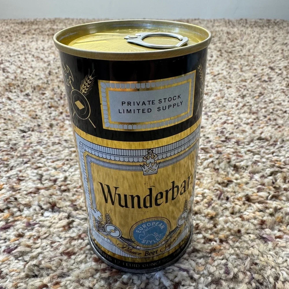 Vintage Wunderbar European Style Pilsner Beer Supreme 12oz Pull Tab‎ Can Gold